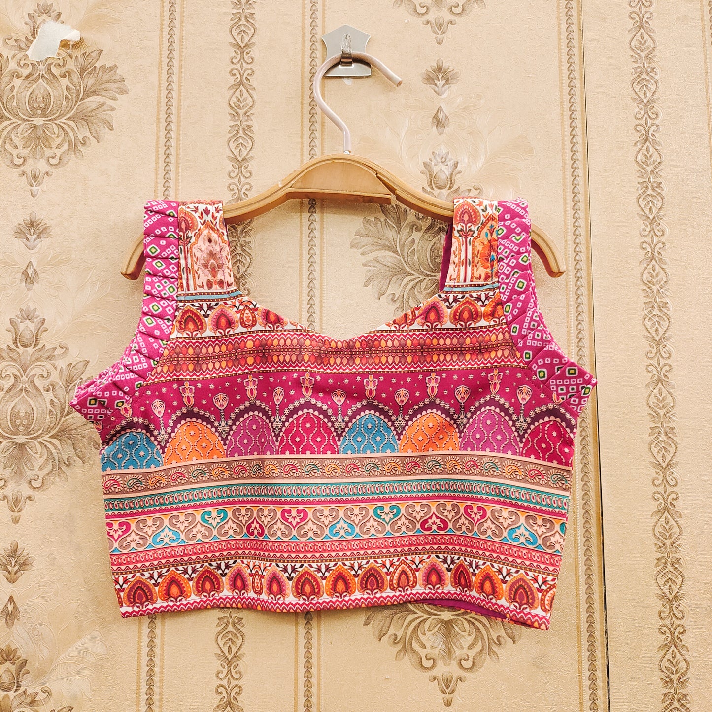 Vibrant Ajrakh Pink Kids Lehenga Choli – Ethnic Charm for Little Divas