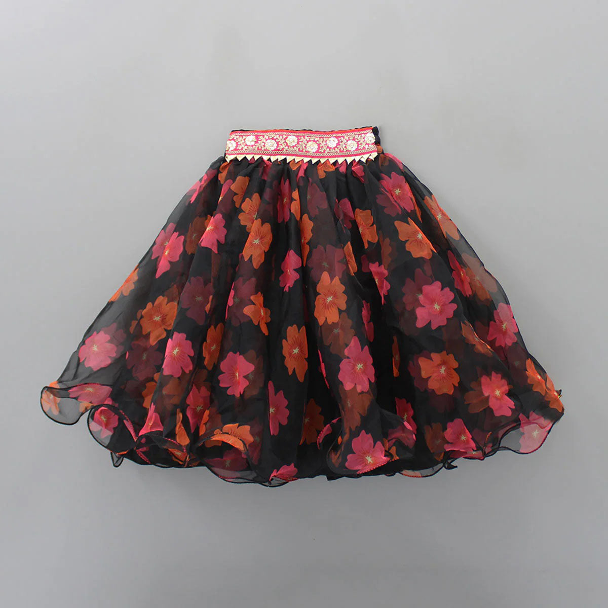 Kids Lehenga Choli in Georgette with Intricate Embroidery and Vibrant Flower Patterns