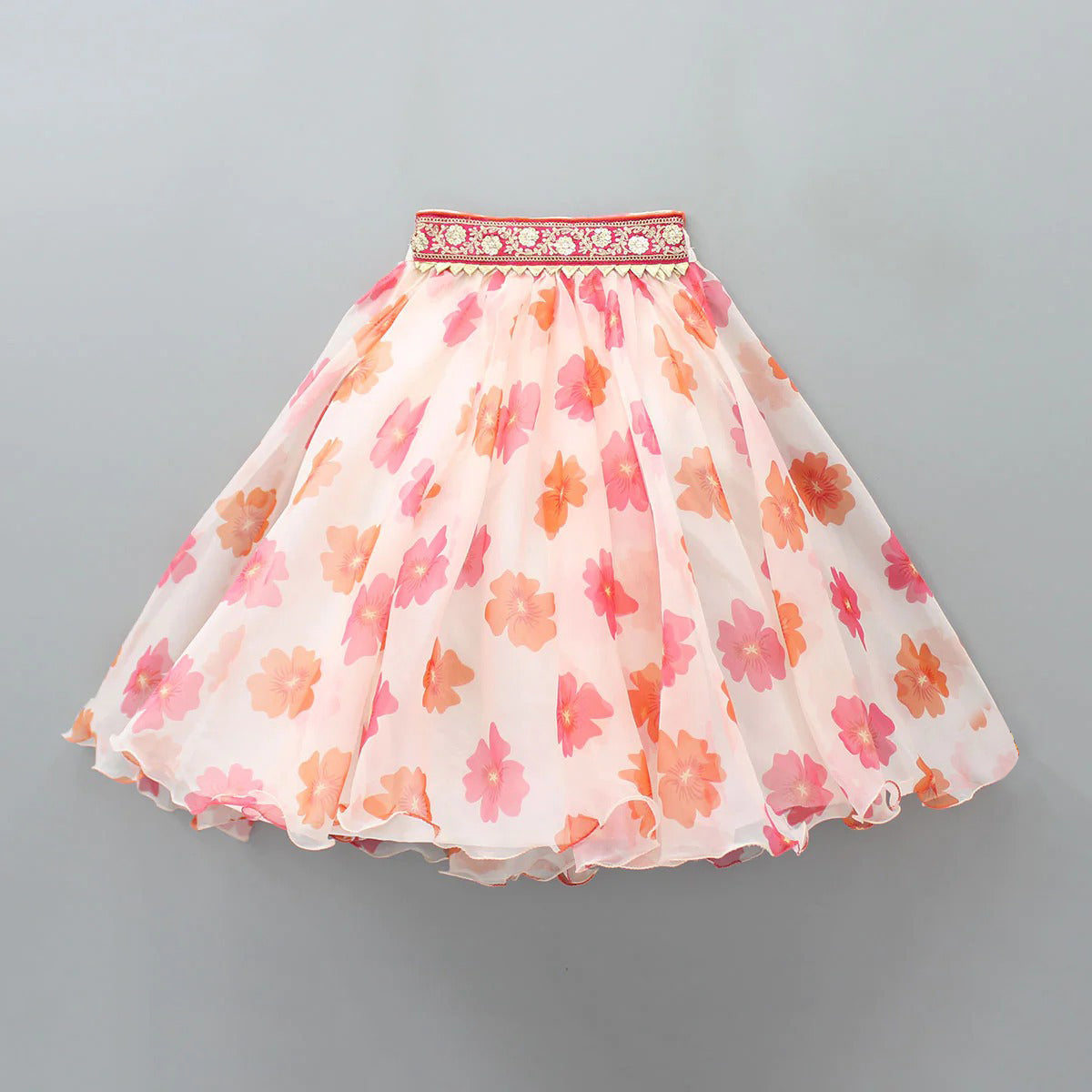 Kids Lehenga Choli in Georgette with Intricate Embroidery and Vibrant Flower Patterns