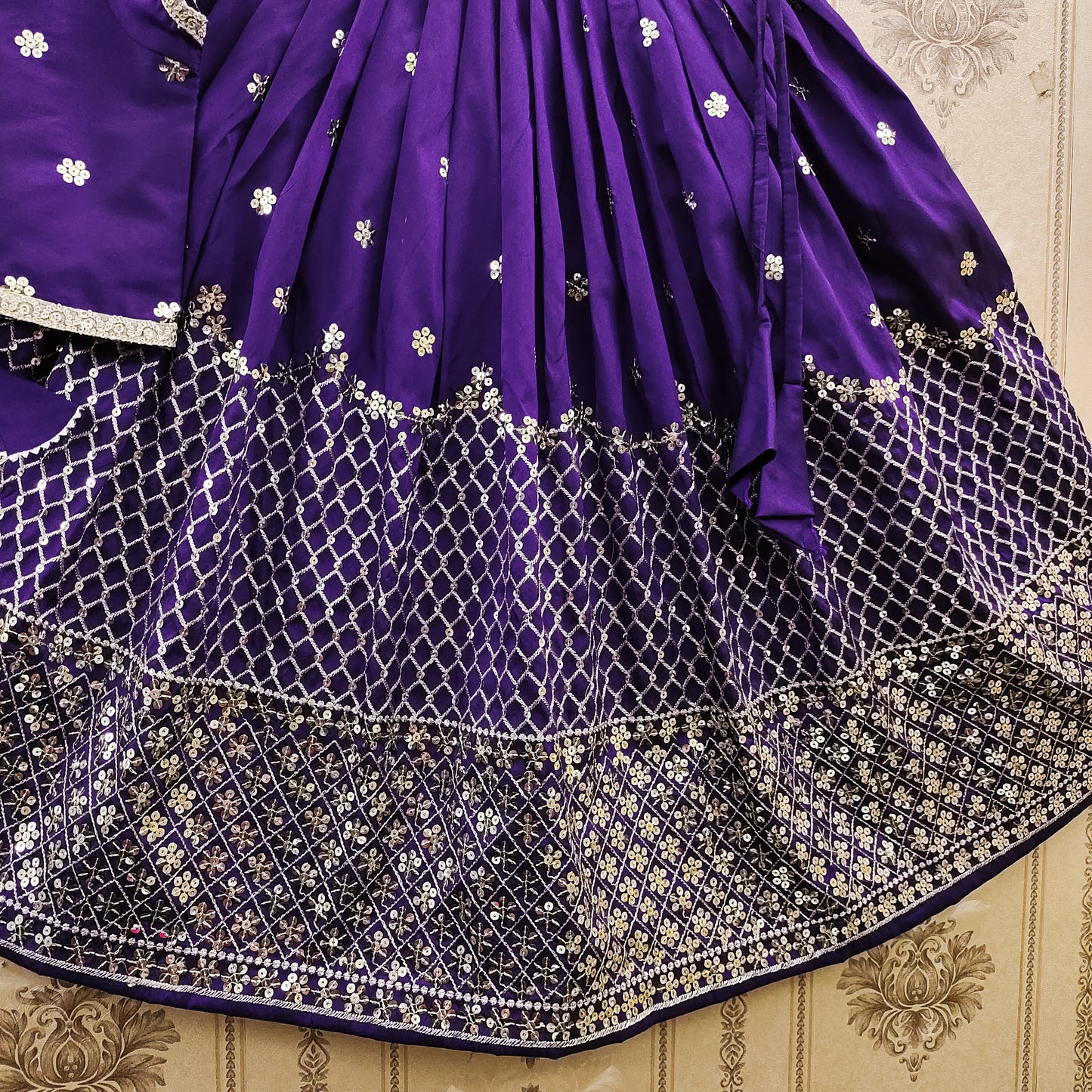 Festive Taffeta Silk Kids Lehenga Choli Set – Elegant Traditional Wear for Girls