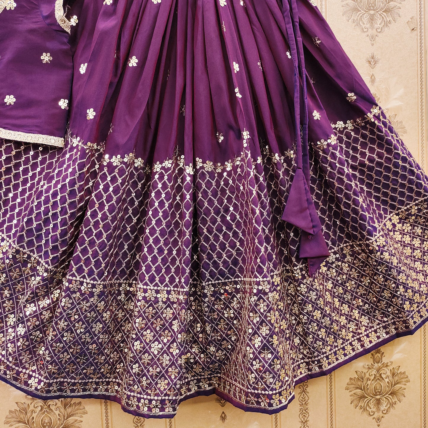 Festive Taffeta Silk Kids Lehenga Choli Set – Elegant Traditional Wear for Girls