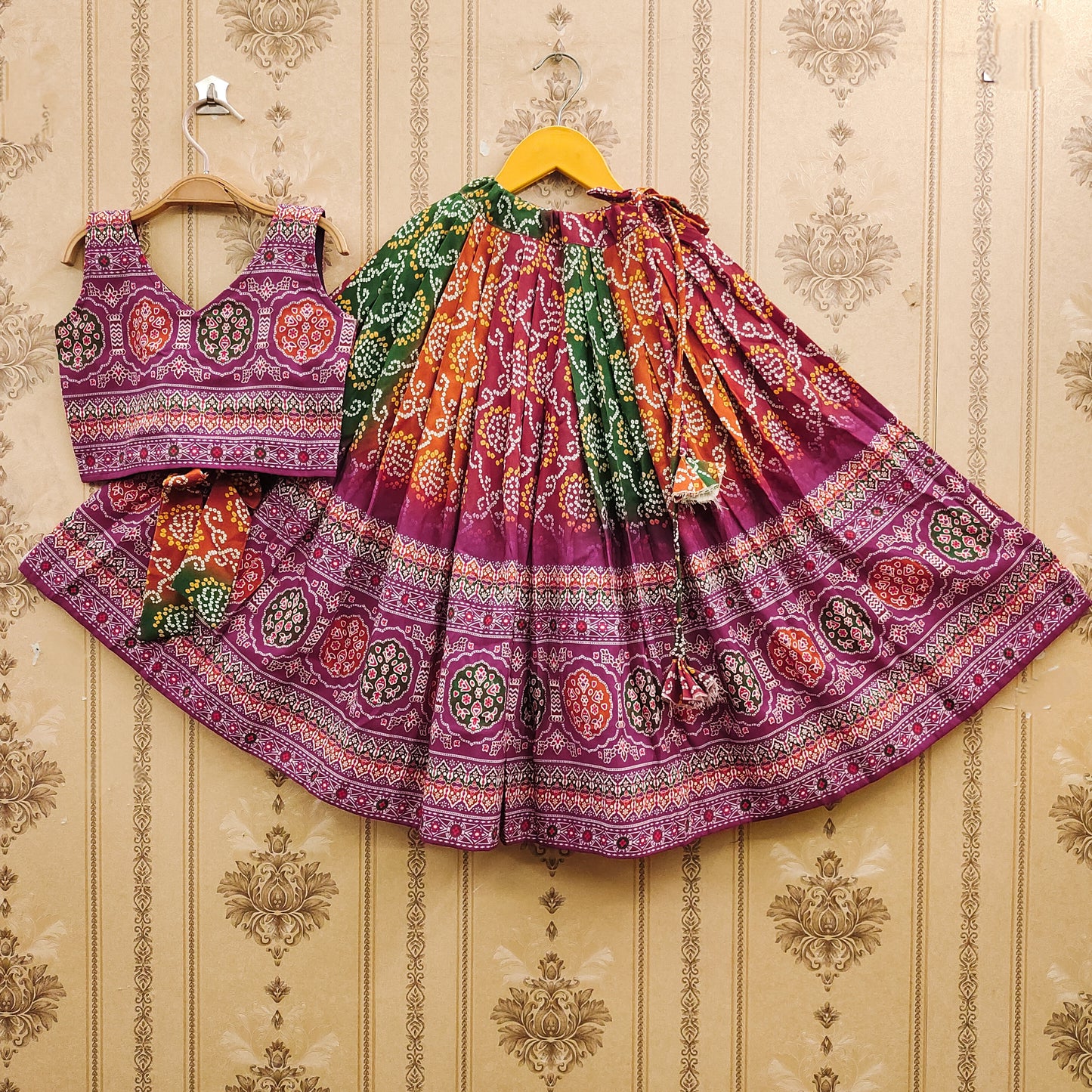 ✨ Kids Traditional Rayon Lehenga Choli Set with Printed Dupatta – Festive & Comfortable