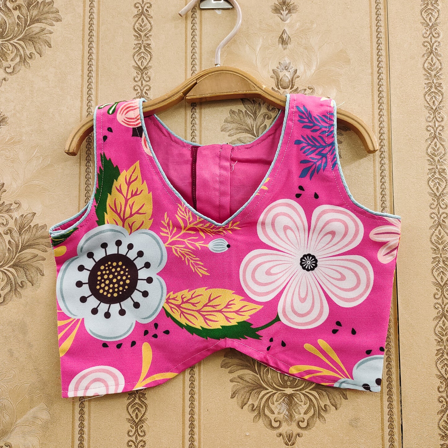 Happy Pink Floral Kids Lehenga Choli โ Rayon Fabric with Crepe Lining