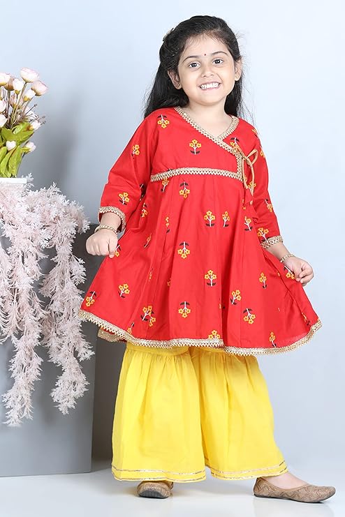 Whimsical Floral Dreams Kids Kurti and Sharara Set