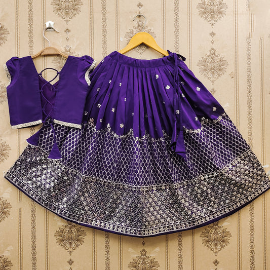 Festive Taffeta Silk Kids Lehenga Choli Set – Elegant Traditional Wear for Girls