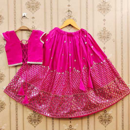 Festive Taffeta Silk Kids Lehenga Choli Set – Elegant Traditional Wear for Girls
