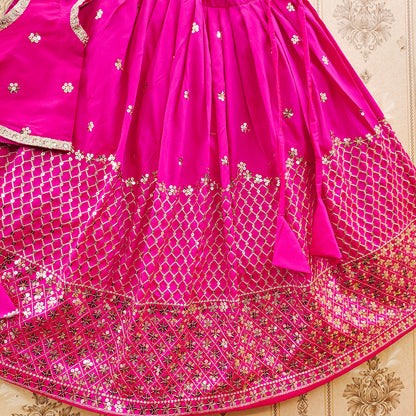 Festive Taffeta Silk Kids Lehenga Choli Set – Elegant Traditional Wear for Girls
