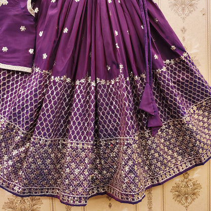 Festive Taffeta Silk Kids Lehenga Choli Set – Elegant Traditional Wear for Girls