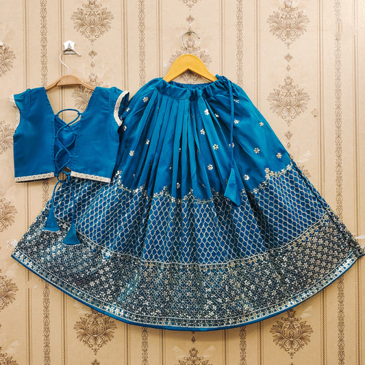 Festive Taffeta Silk Kids Lehenga Choli Set – Elegant Traditional Wear for Girls