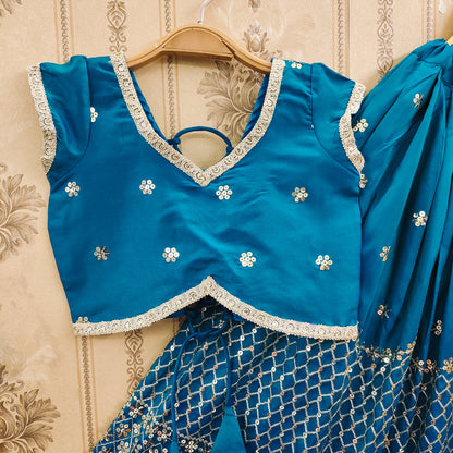 Festive Taffeta Silk Kids Lehenga Choli Set – Elegant Traditional Wear for Girls