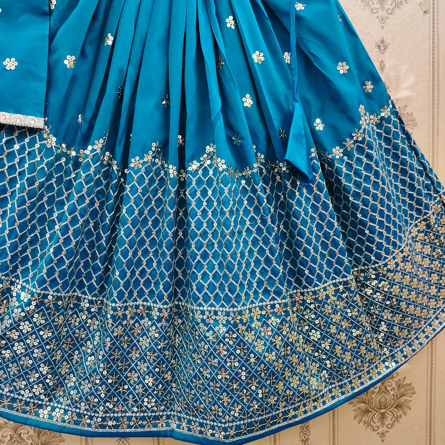 Festive Taffeta Silk Kids Lehenga Choli Set – Elegant Traditional Wear for Girls
