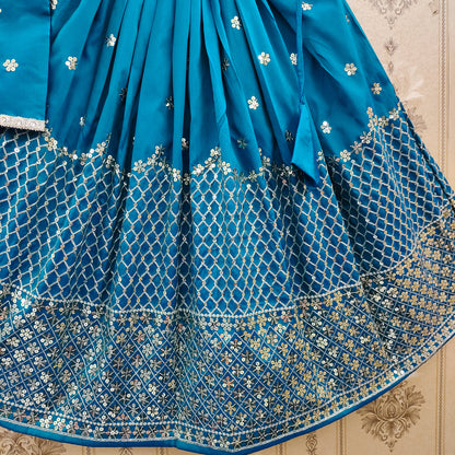 Festive Taffeta Silk Kids Lehenga Choli Set – Elegant Traditional Wear for Girls