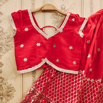 Festive Taffeta Silk Kids Lehenga Choli Set – Elegant Traditional Wear for Girls