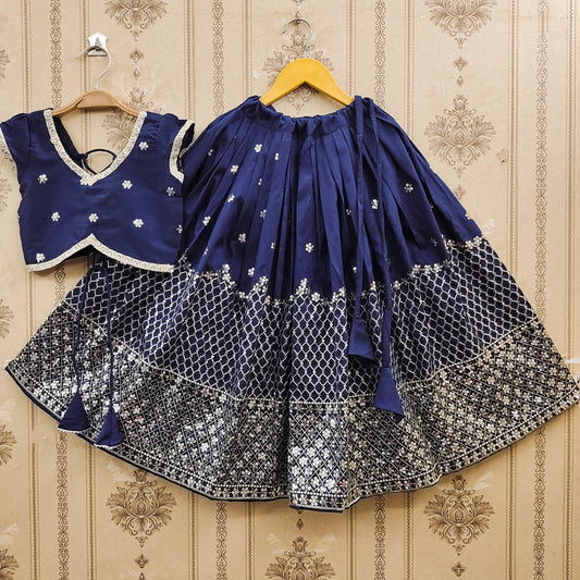 Festive Taffeta Silk Kids Lehenga Choli Set – Elegant Traditional Wear for Girls