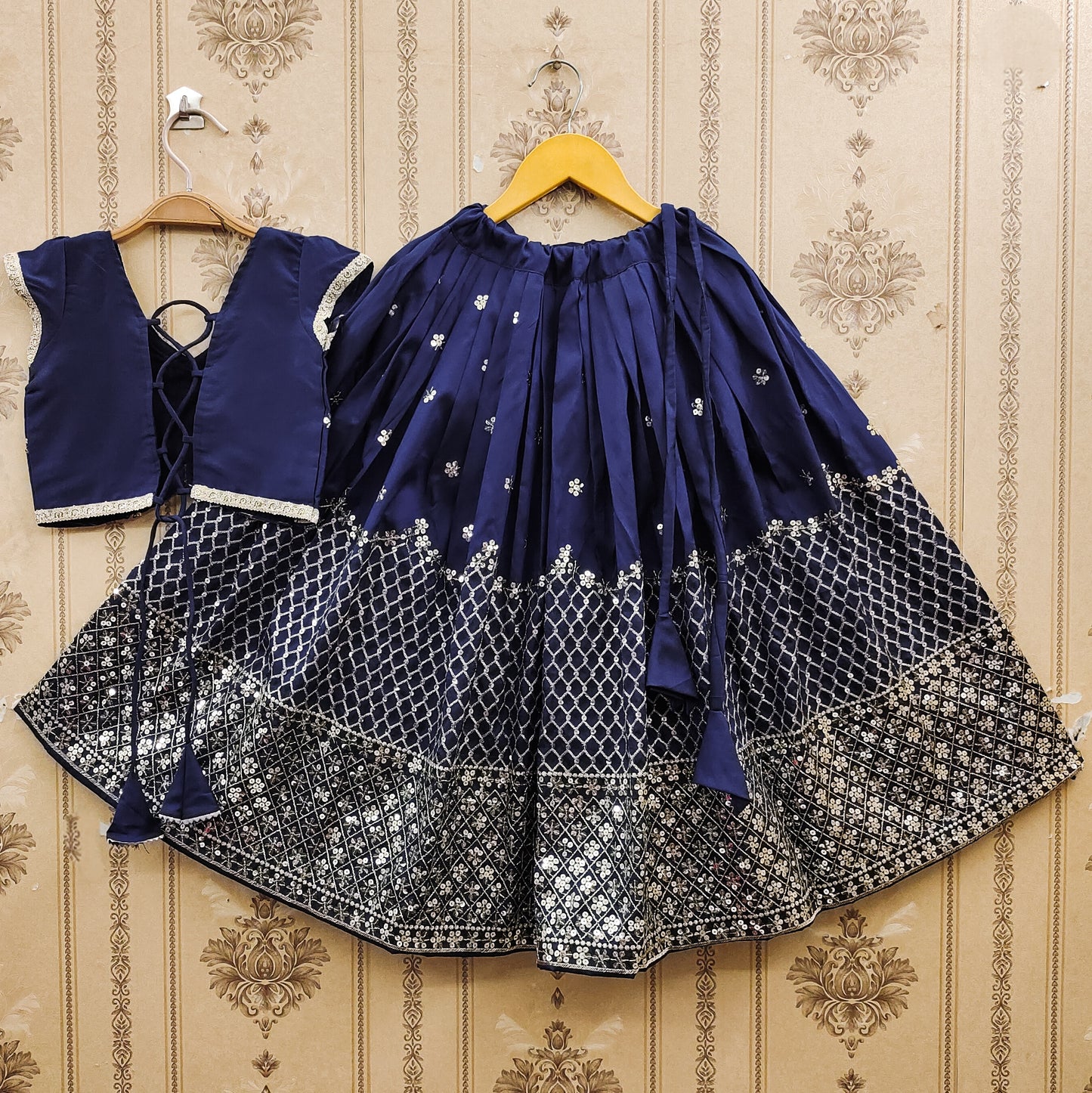 Festive Taffeta Silk Kids Lehenga Choli Set – Elegant Traditional Wear for Girls