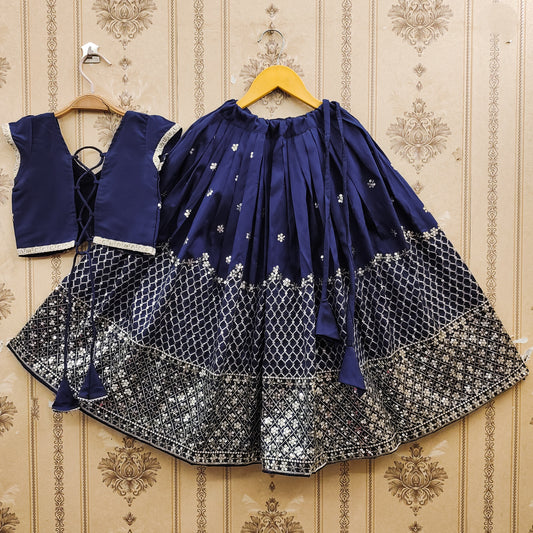 Festive Taffeta Silk Kids Lehenga Choli Set – Elegant Traditional Wear for Girls