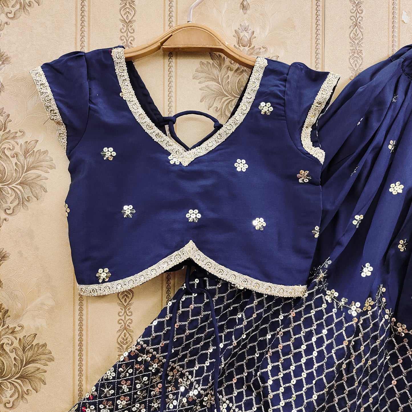 Festive Taffeta Silk Kids Lehenga Choli Set – Elegant Traditional Wear for Girls