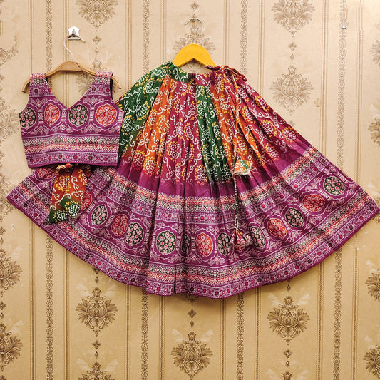 ✨ Kids Traditional Rayon Lehenga Choli Set with Printed Dupatta – Festive & Comfortable