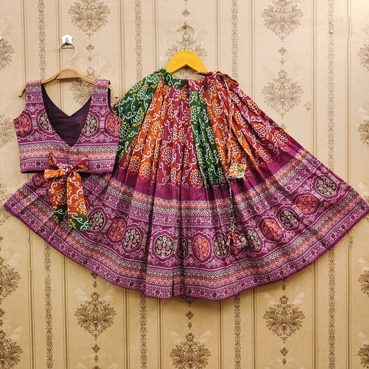 ✨ Kids Traditional Rayon Lehenga Choli Set with Printed Dupatta – Festive & Comfortable
