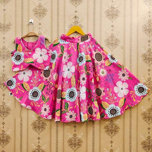 Happy Pink Floral Kids Lehenga Choli – Rayon Fabric with Crepe Lining