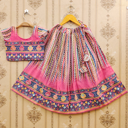 ✨ Kids Traditional Rayon Lehenga Choli Set with Printed Dupatta – Festive & Comfortable