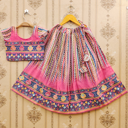 ✨ Kids Traditional Rayon Lehenga Choli Set with Printed Dupatta – Festive & Comfortable