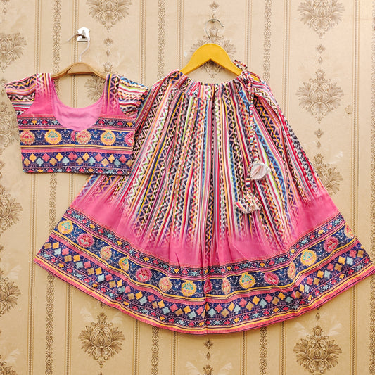 ✨ Kids Traditional Rayon Lehenga Choli Set with Printed Dupatta – Festive & Comfortable