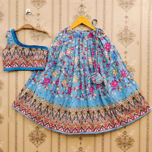 Kids Traditional Rayon Lehenga Choli Set with Printed Dupatta – Festive & Comfortable