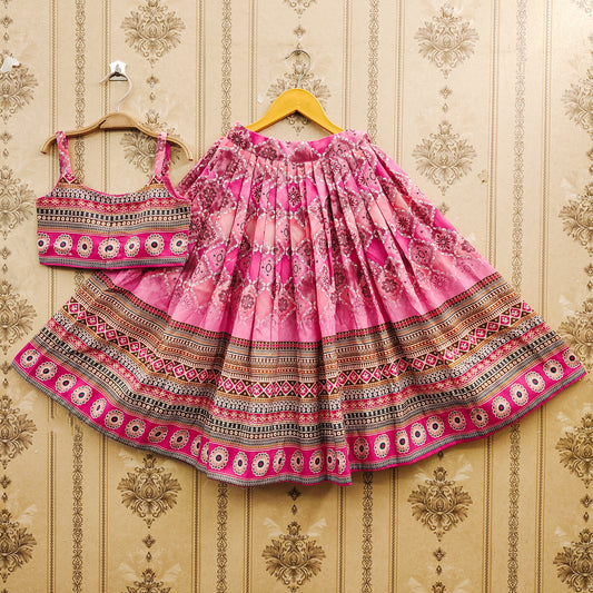 Kids Traditional Rayon Lehenga Choli Set with Printed Dupatta – Festive & Comfortable
